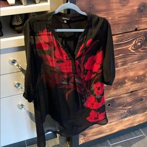 Long, flowy, sheer top from Le Chateau size small